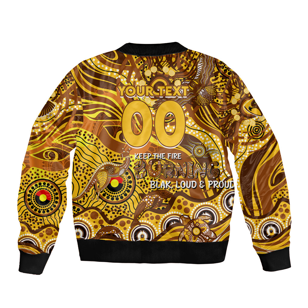 Custom NAIDOC Week 2024 Hawks Bomber Jacket Aboriginal Animals Keep The Fire Burning