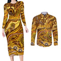 Custom NAIDOC Week 2024 Hawks Couples Matching Long Sleeve Bodycon Dress and Long Sleeve Button Shirt Aboriginal Animals Keep The Fire Burning