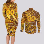 Custom NAIDOC Week 2024 Hawks Couples Matching Long Sleeve Bodycon Dress and Long Sleeve Button Shirt Aboriginal Animals Keep The Fire Burning