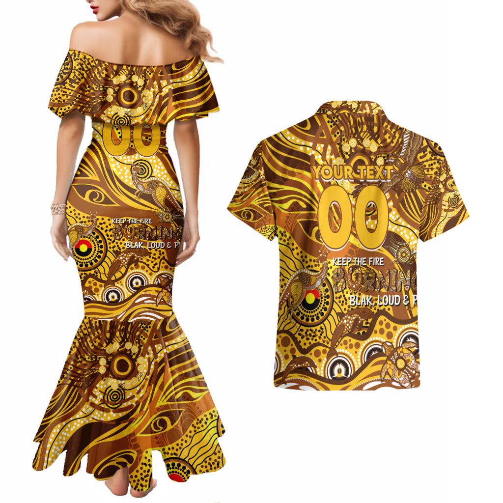 Custom NAIDOC Week 2024 Hawks Couples Matching Mermaid Dress and Hawaiian Shirt Aboriginal Animals Keep The Fire Burning