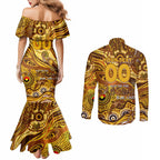 Custom NAIDOC Week 2024 Hawks Couples Matching Mermaid Dress and Long Sleeve Button Shirt Aboriginal Animals Keep The Fire Burning