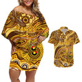 Custom NAIDOC Week 2024 Hawks Couples Matching Off Shoulder Short Dress and Hawaiian Shirt Aboriginal Animals Keep The Fire Burning