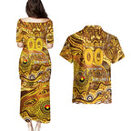 Custom NAIDOC Week 2024 Hawks Couples Matching Puletasi and Hawaiian Shirt Aboriginal Animals Keep The Fire Burning