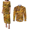 Custom NAIDOC Week 2024 Hawks Couples Matching Puletasi and Long Sleeve Button Shirt Aboriginal Animals Keep The Fire Burning