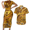 Custom NAIDOC Week 2024 Hawks Couples Matching Short Sleeve Bodycon Dress and Hawaiian Shirt Aboriginal Animals Keep The Fire Burning