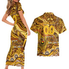 Custom NAIDOC Week 2024 Hawks Couples Matching Short Sleeve Bodycon Dress and Hawaiian Shirt Aboriginal Animals Keep The Fire Burning