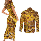Custom NAIDOC Week 2024 Hawks Couples Matching Short Sleeve Bodycon Dress and Long Sleeve Button Shirt Aboriginal Animals Keep The Fire Burning