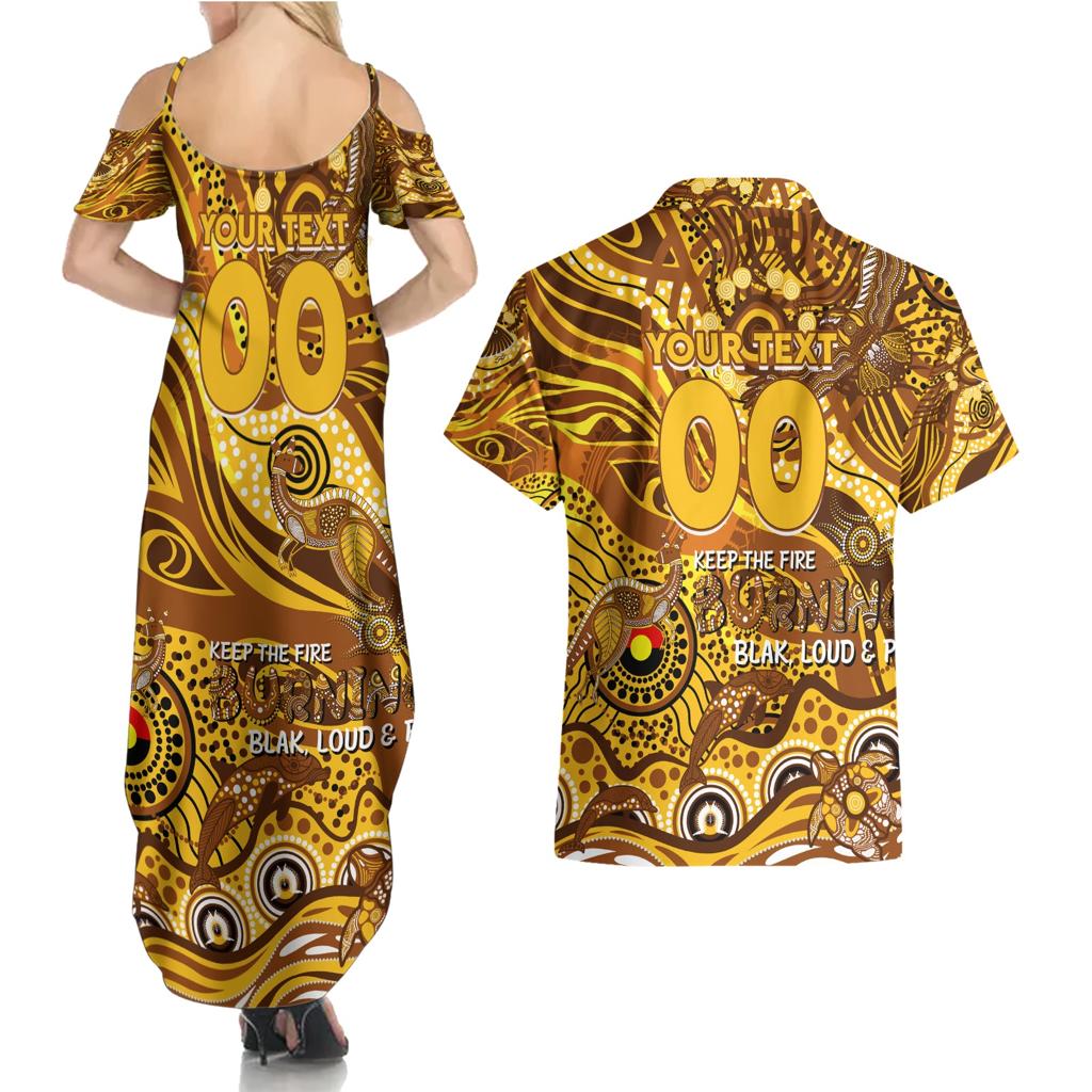Custom NAIDOC Week 2024 Hawks Couples Matching Summer Maxi Dress and Hawaiian Shirt Aboriginal Animals Keep The Fire Burning