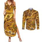 Custom NAIDOC Week 2024 Hawks Couples Matching Summer Maxi Dress and Long Sleeve Button Shirt Aboriginal Animals Keep The Fire Burning