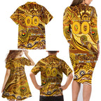 Custom NAIDOC Week 2024 Hawks Family Matching Long Sleeve Bodycon Dress and Hawaiian Shirt Aboriginal Animals Keep The Fire Burning