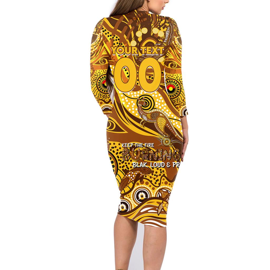 Custom NAIDOC Week 2024 Hawks Family Matching Long Sleeve Bodycon Dress and Hawaiian Shirt Aboriginal Animals Keep The Fire Burning