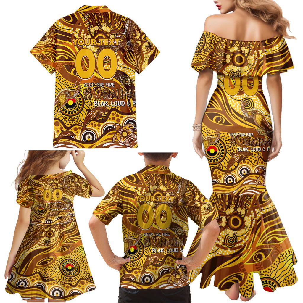 Custom NAIDOC Week 2024 Hawks Family Matching Mermaid Dress and Hawaiian Shirt Aboriginal Animals Keep The Fire Burning