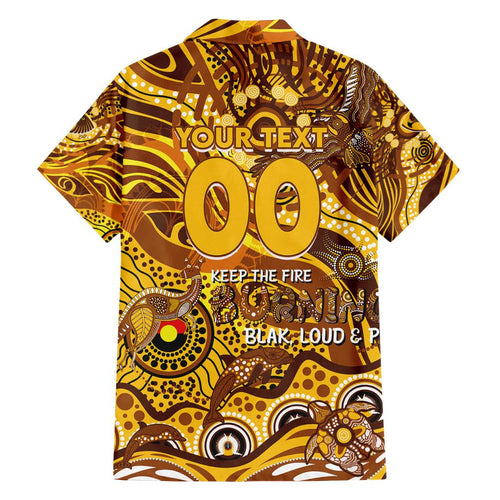 Custom NAIDOC Week 2024 Hawks Family Matching Off Shoulder Short Dress and Hawaiian Shirt Aboriginal Animals Keep The Fire Burning