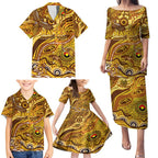 Custom NAIDOC Week 2024 Hawks Family Matching Puletasi and Hawaiian Shirt Aboriginal Animals Keep The Fire Burning