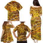 Custom NAIDOC Week 2024 Hawks Family Matching Puletasi and Hawaiian Shirt Aboriginal Animals Keep The Fire Burning