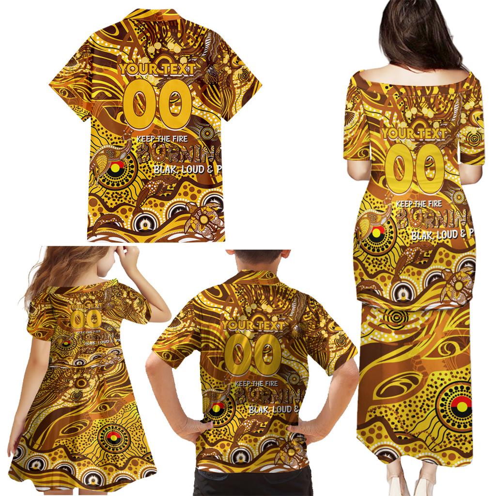 Custom NAIDOC Week 2024 Hawks Family Matching Puletasi and Hawaiian Shirt Aboriginal Animals Keep The Fire Burning