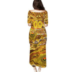 Custom NAIDOC Week 2024 Hawks Family Matching Puletasi and Hawaiian Shirt Aboriginal Animals Keep The Fire Burning