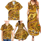 Custom NAIDOC Week 2024 Hawks Family Matching Summer Maxi Dress and Hawaiian Shirt Aboriginal Animals Keep The Fire Burning