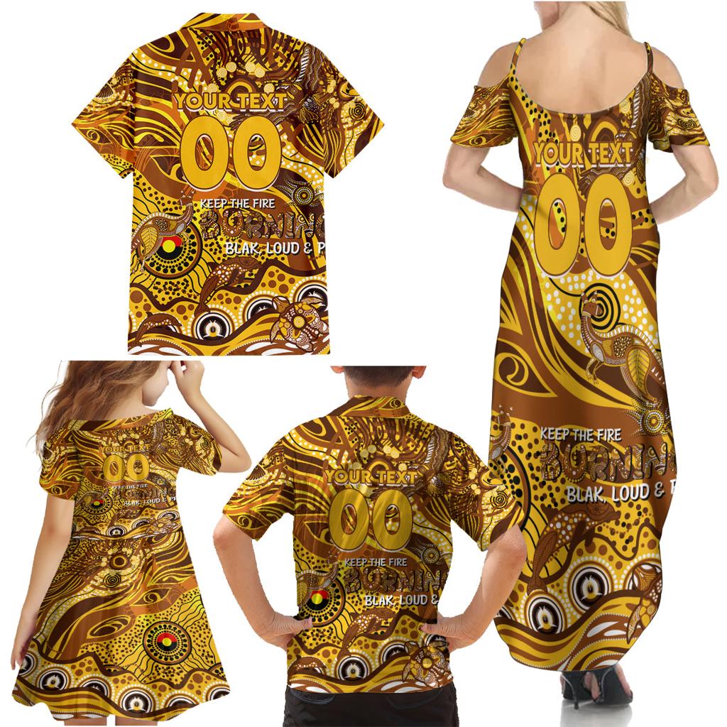 Custom NAIDOC Week 2024 Hawks Family Matching Summer Maxi Dress and Hawaiian Shirt Aboriginal Animals Keep The Fire Burning