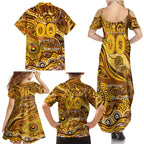 Custom NAIDOC Week 2024 Hawks Family Matching Summer Maxi Dress and Hawaiian Shirt Aboriginal Animals Keep The Fire Burning