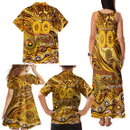Custom NAIDOC Week 2024 Hawks Family Matching Tank Maxi Dress and Hawaiian Shirt Aboriginal Animals Keep The Fire Burning