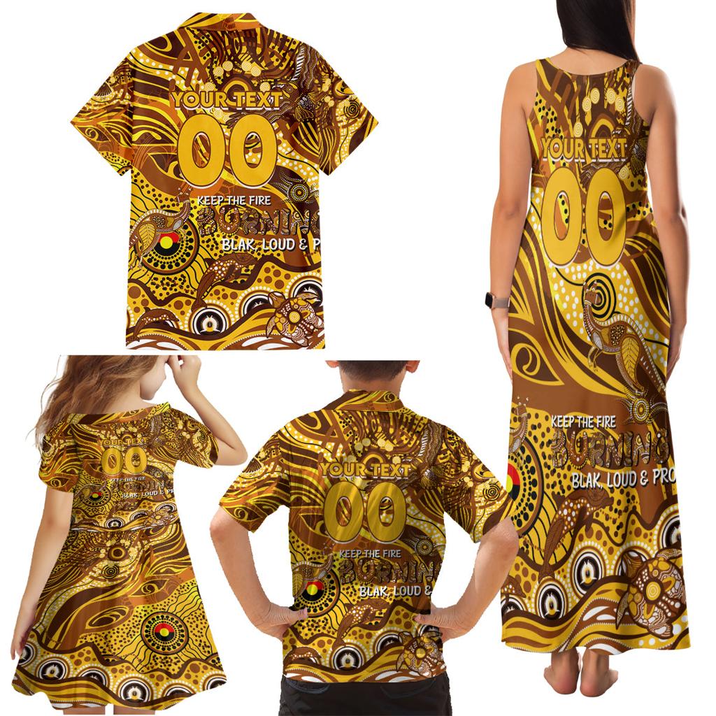 Custom NAIDOC Week 2024 Hawks Family Matching Tank Maxi Dress and Hawaiian Shirt Aboriginal Animals Keep The Fire Burning