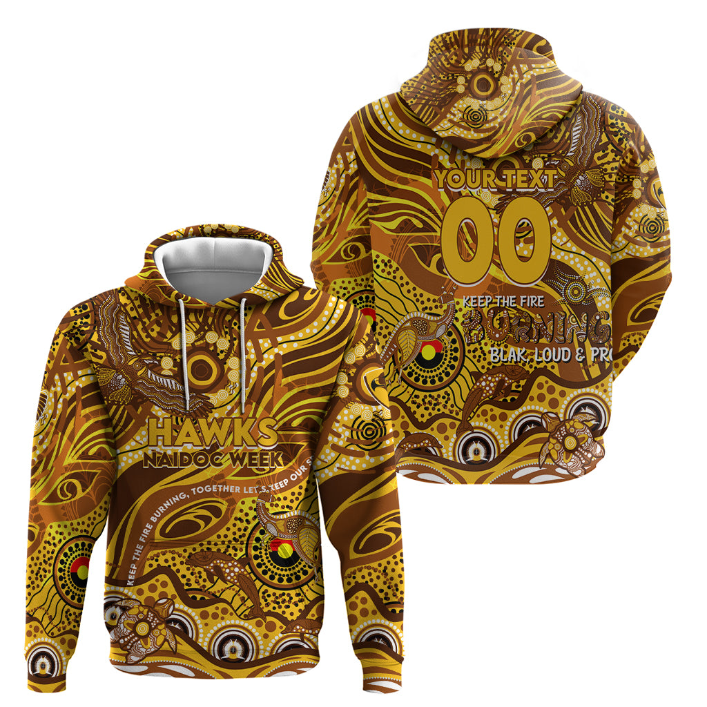 Custom NAIDOC Week 2024 Hawks Hoodie Aboriginal Animals Keep The Fire Burning