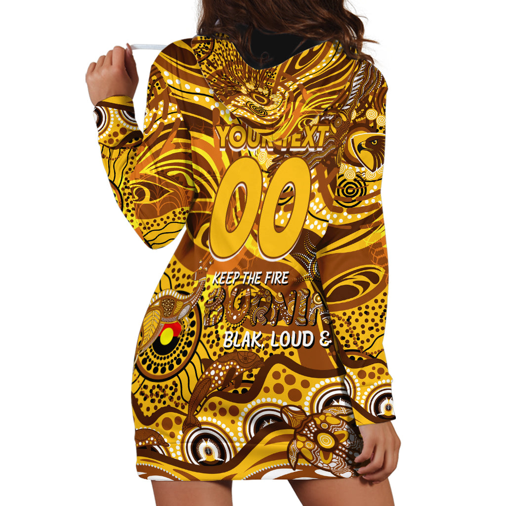 Custom NAIDOC Week 2024 Hawks Hoodie Dress Aboriginal Animals Keep The Fire Burning