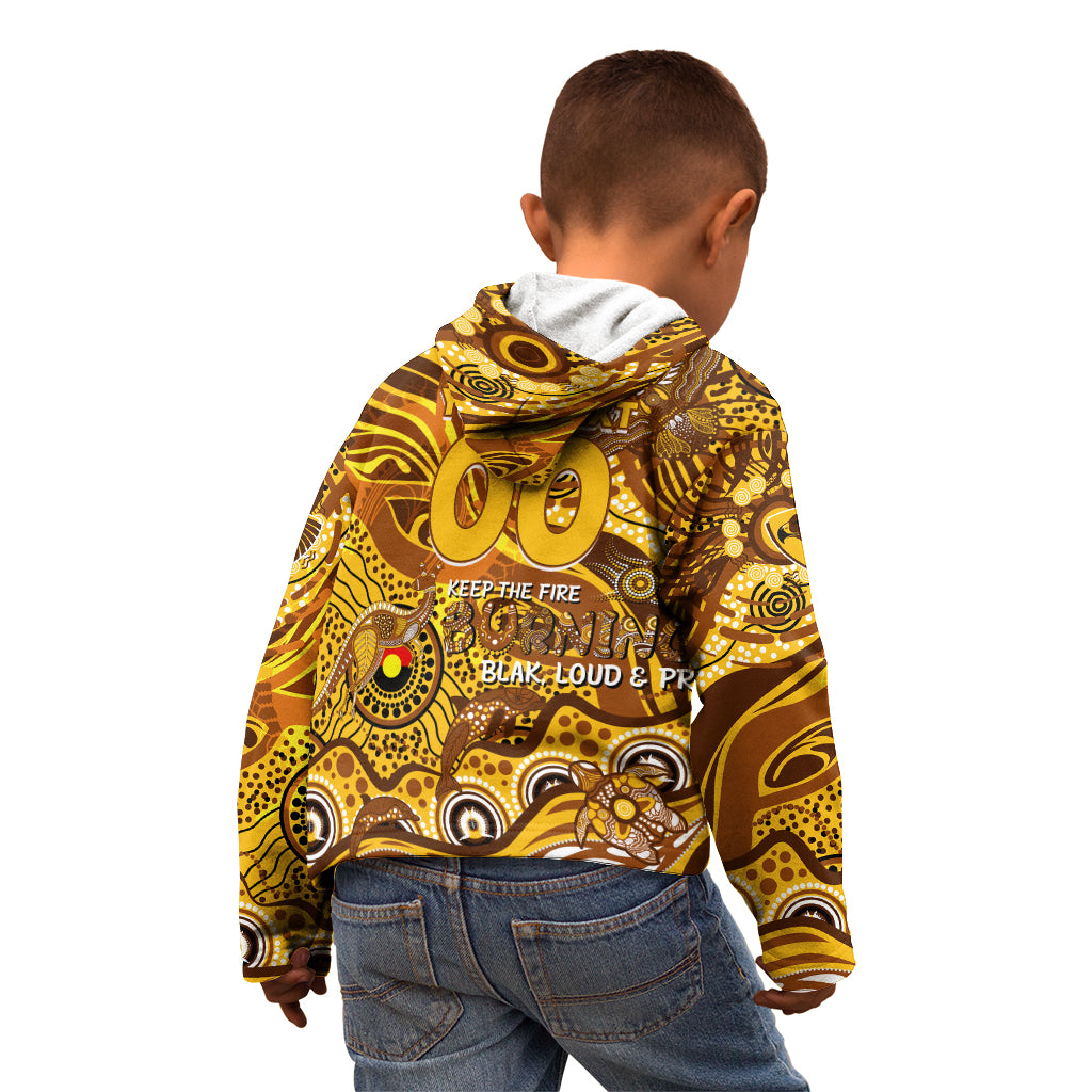 Custom NAIDOC Week 2024 Hawks Kid Hoodie Aboriginal Animals Keep The Fire Burning
