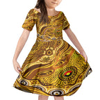 Custom NAIDOC Week 2024 Hawks Kid Short Sleeve Dress Aboriginal Animals Keep The Fire Burning