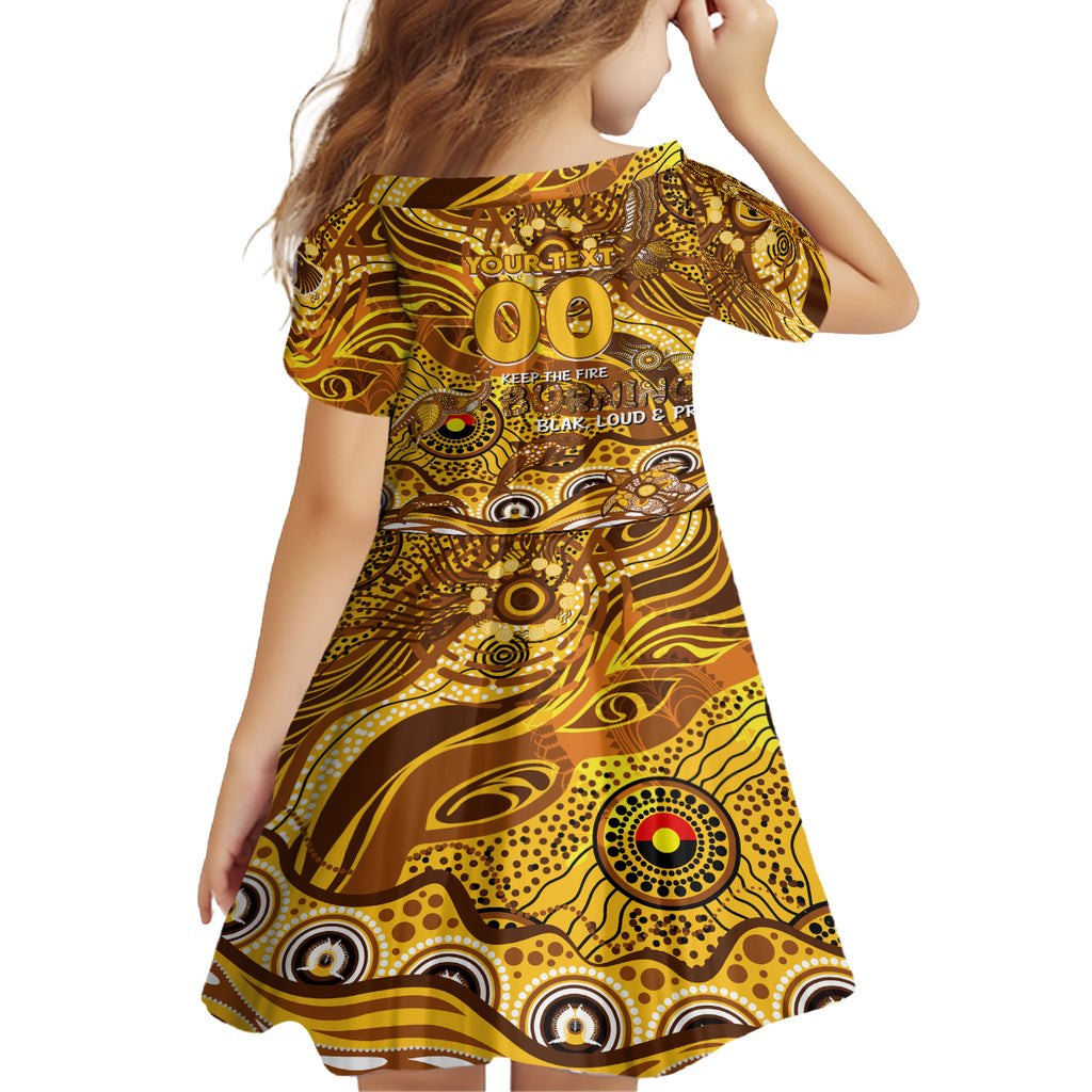 Custom NAIDOC Week 2024 Hawks Kid Short Sleeve Dress Aboriginal Animals Keep The Fire Burning