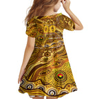 Custom NAIDOC Week 2024 Hawks Kid Short Sleeve Dress Aboriginal Animals Keep The Fire Burning
