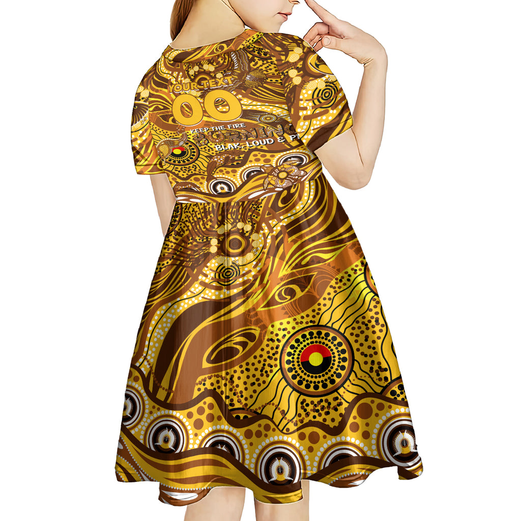Custom NAIDOC Week 2024 Hawks Kid Short Sleeve Dress Aboriginal Animals Keep The Fire Burning