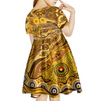 Custom NAIDOC Week 2024 Hawks Kid Short Sleeve Dress Aboriginal Animals Keep The Fire Burning