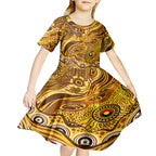 Custom NAIDOC Week 2024 Hawks Kid Short Sleeve Dress Aboriginal Animals Keep The Fire Burning