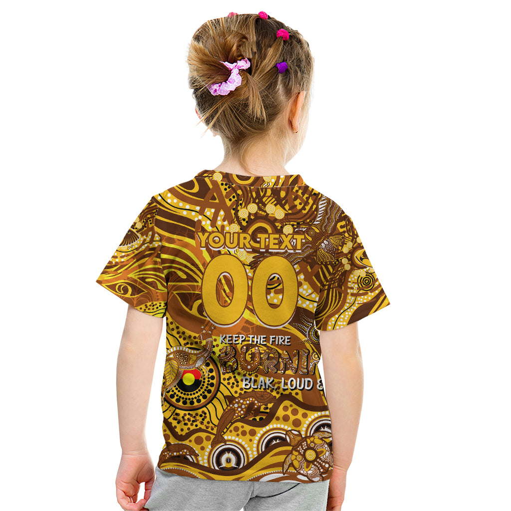 Custom NAIDOC Week 2024 Hawks Kid T Shirt Aboriginal Animals Keep The Fire Burning