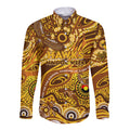 Custom NAIDOC Week 2024 Hawks Long Sleeve Button Shirt Aboriginal Animals Keep The Fire Burning