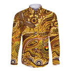 Custom NAIDOC Week 2024 Hawks Long Sleeve Button Shirt Aboriginal Animals Keep The Fire Burning