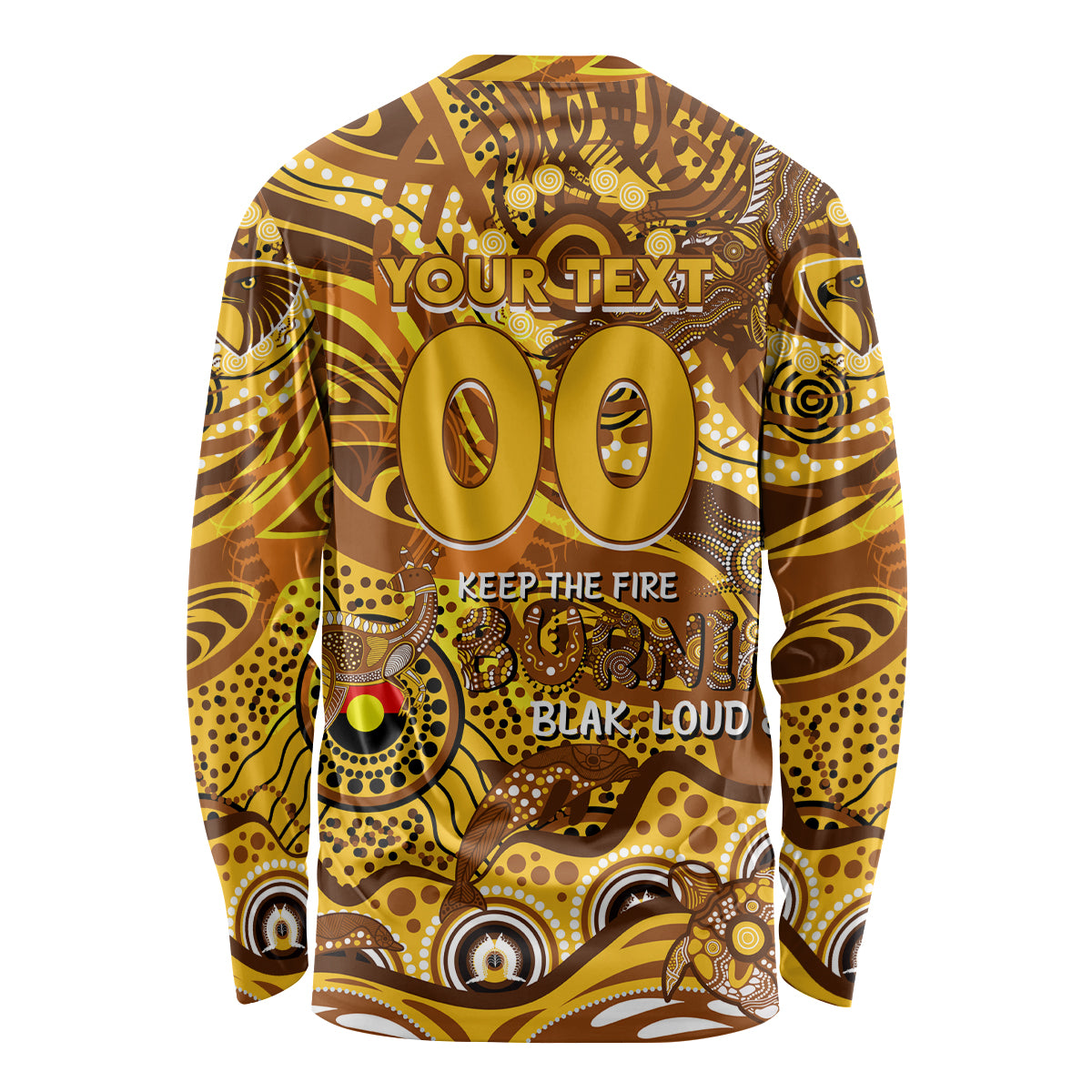 Custom NAIDOC Week 2024 Hawks Long Sleeve Shirt Aboriginal Animals Keep The Fire Burning