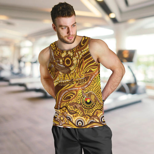 Custom NAIDOC Week 2024 Hawks Men Tank Top Aboriginal Animals Keep The Fire Burning