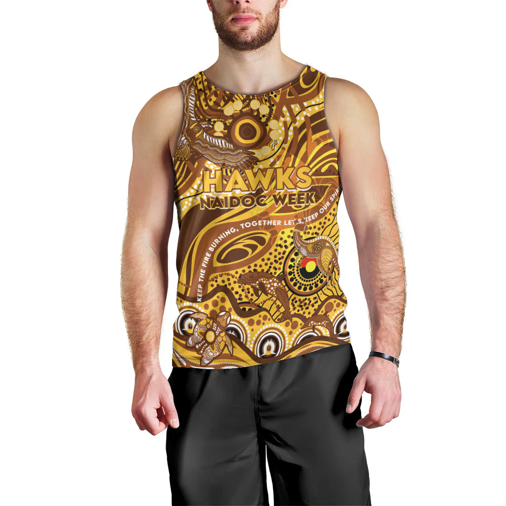 Custom NAIDOC Week 2024 Hawks Men Tank Top Aboriginal Animals Keep The Fire Burning