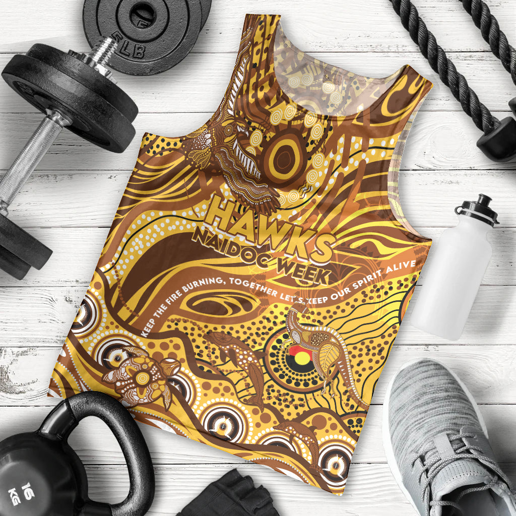 Custom NAIDOC Week 2024 Hawks Men Tank Top Aboriginal Animals Keep The Fire Burning