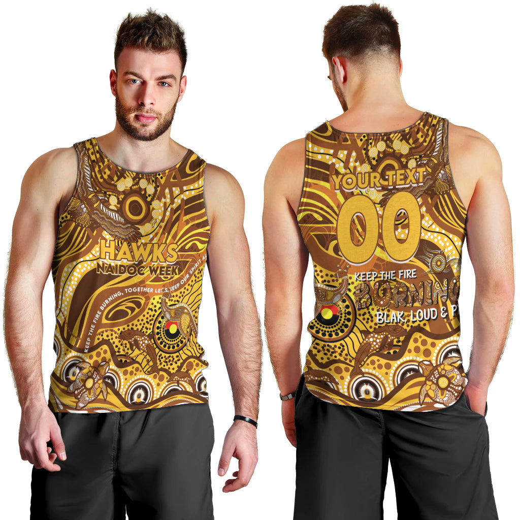 Custom NAIDOC Week 2024 Hawks Men Tank Top Aboriginal Animals Keep The Fire Burning