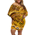 Custom NAIDOC Week 2024 Hawks Off Shoulder Short Dress Aboriginal Animals Keep The Fire Burning
