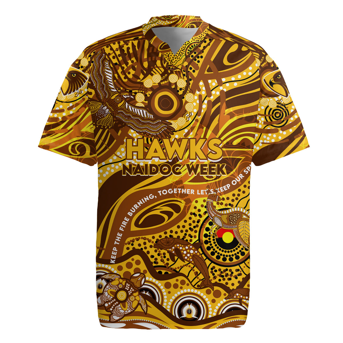 Custom NAIDOC Week 2024 Hawks Rugby Jersey Aboriginal Animals Keep The Fire Burning