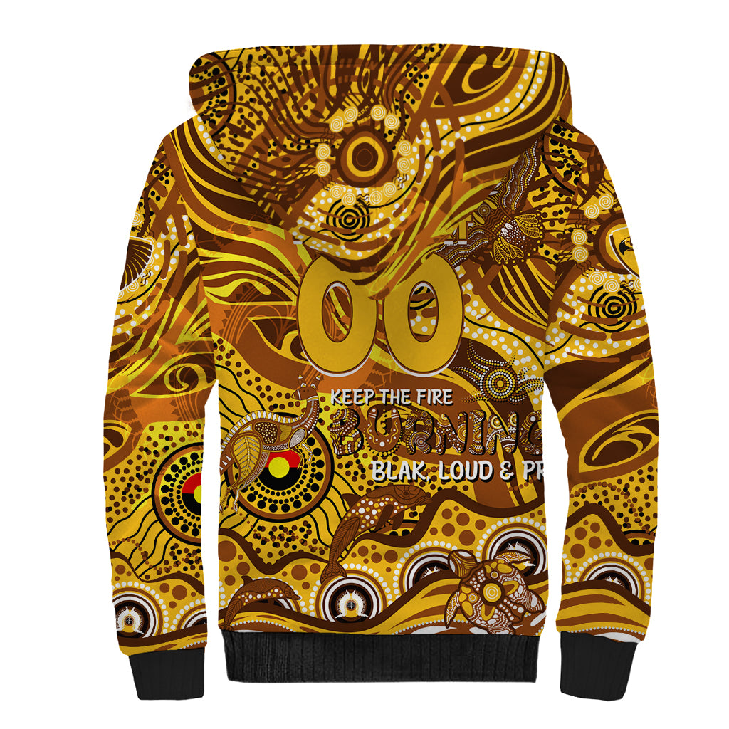 Custom NAIDOC Week 2024 Hawks Sherpa Hoodie Aboriginal Animals Keep The Fire Burning