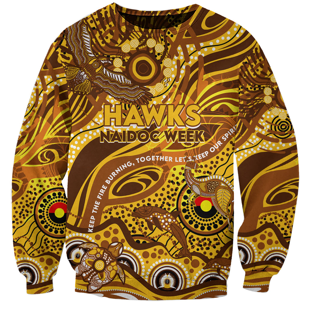 Custom NAIDOC Week 2024 Hawks Sweatshirt Aboriginal Animals Keep The Fire Burning