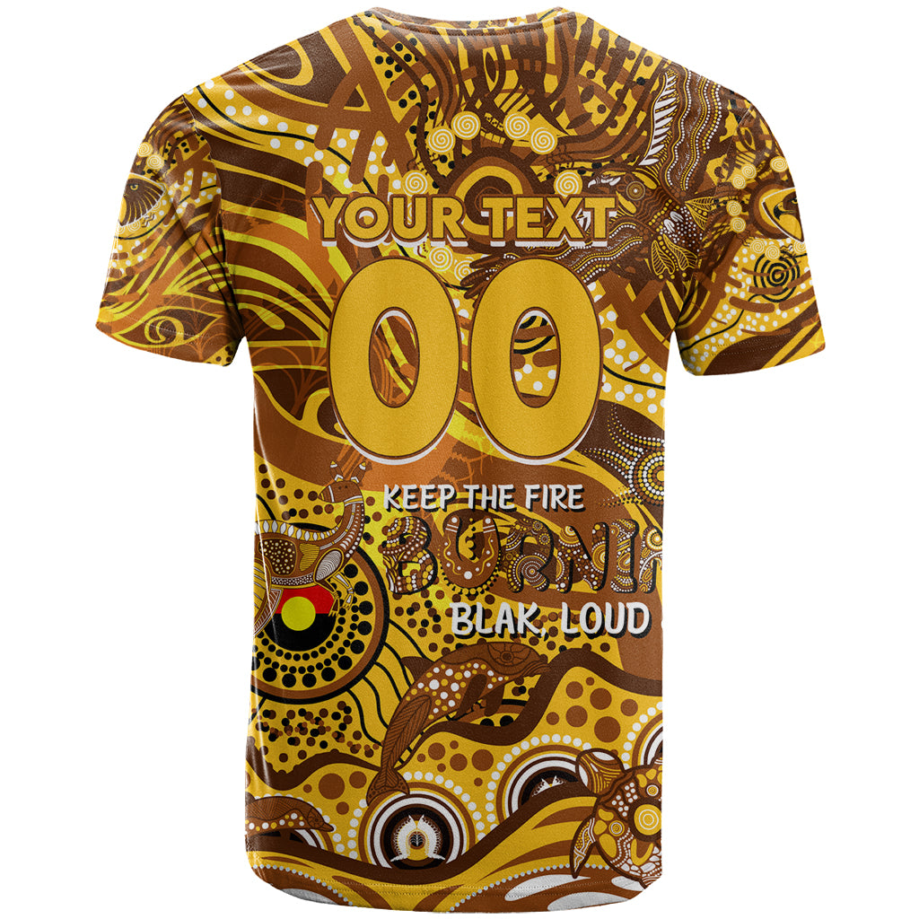 Custom NAIDOC Week 2024 Hawks T Shirt Aboriginal Animals Keep The Fire Burning
