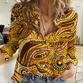 Custom NAIDOC Week 2024 Hawks Women Casual Shirt Aboriginal Animals Keep The Fire Burning