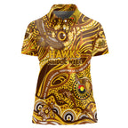 Custom NAIDOC Week 2024 Hawks Women Polo Shirt Aboriginal Animals Keep The Fire Burning